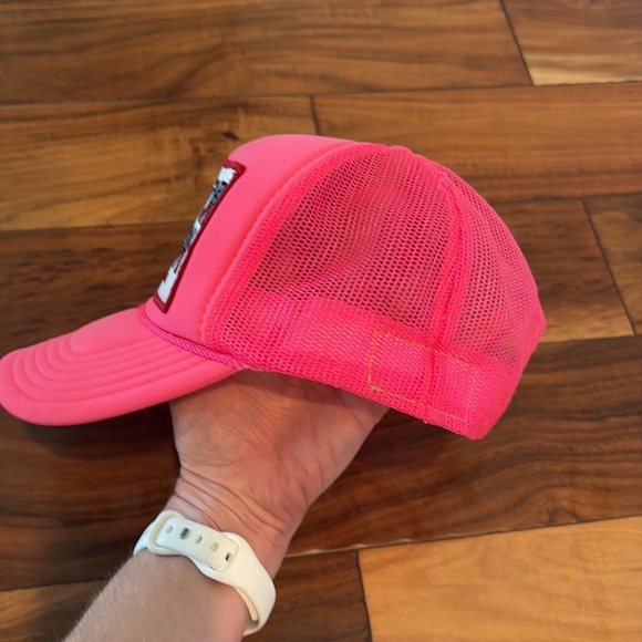 Aviator Nation USA Patriotic Vintage Logo Trucker Hat Snapback Mesh Neon Pink - Picture 5 of 6